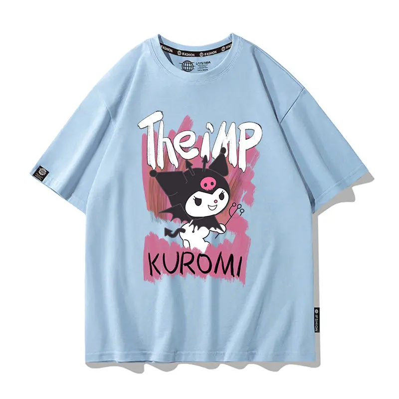

Children's T-shirt Sanliou Kuromi Co Branded Pure Cotton Cartoon Printed Parent Child Wear Summer Loose Trendy Brand T-shirt