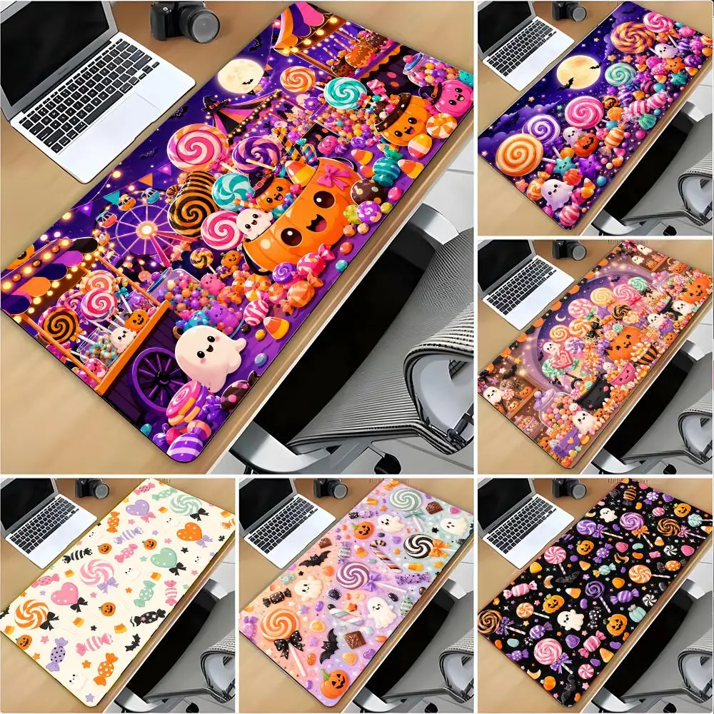 Halloween Candy Mouse Pad Large Mouse Pad Desk Mat Non‑Slip Gaming Board Game Mat with Stitched Edges