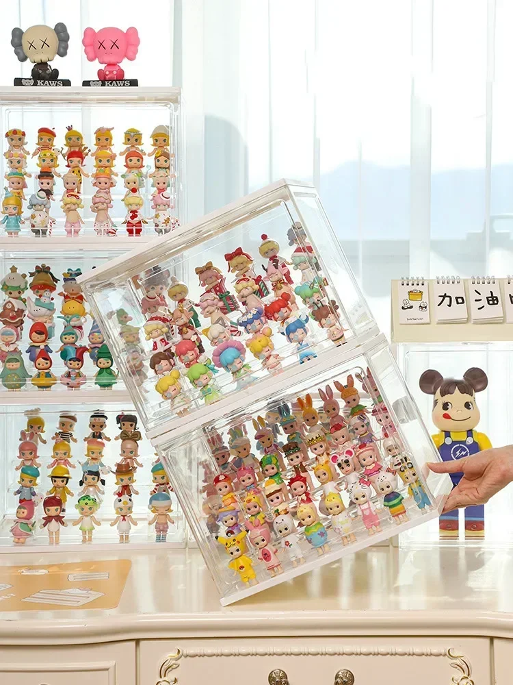 Large Capacity Mystery Box Showcase Collectible Figures Display Stand Case Dust-proof Jasmine Bubble Matt Doll Toy Organizer Box