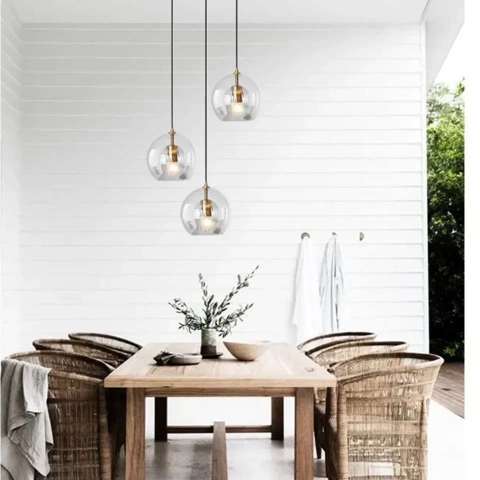 Modern Simple Dining Room Pendant Light Creative Personality Bar Caffee Glass Lamp Industrial Style Kitchen Bedroom Droplight