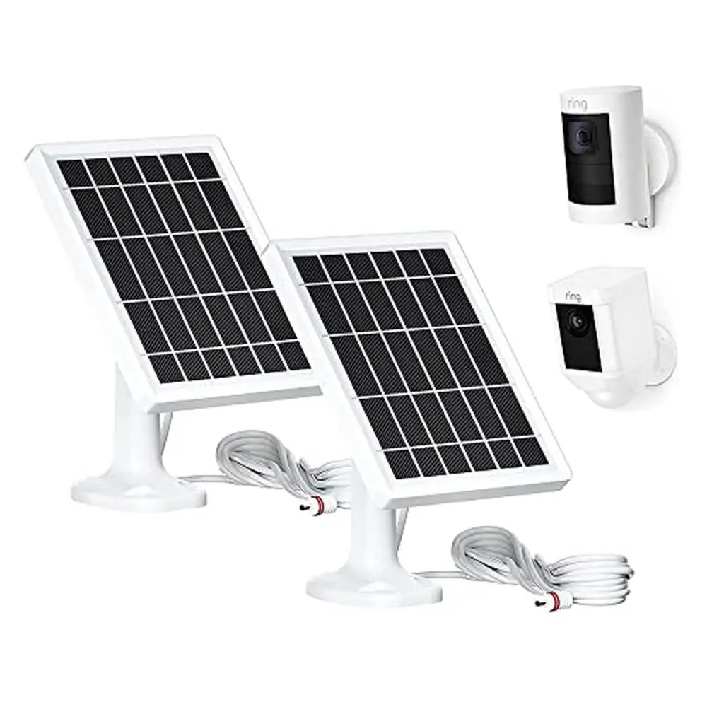 Solar Panel Charger Ring Camera Spotlight Cam Stick Up Cam Battery 2 Pack Mount 360 Degree Flexible with Efficient Solar Cell