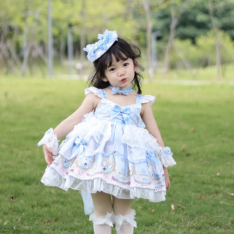 Summer Dress for Girls Baby Sleeveless Vest Wedding Dress Girls Flower Sling Lolita Princess Party Vestidos Costume for Girls