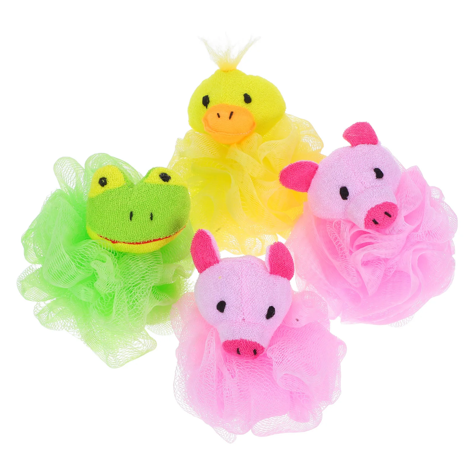 

4Pcs Cartoon Bath Ball Soft Durable Mesh Sponge Shower Puff Animal Design Bath Accessories Relaxing Clean Body Skin