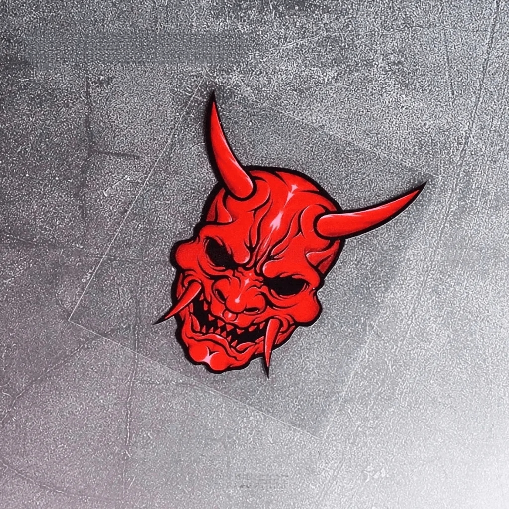 Red Japanese Hannya Mask Waterproof JDM Stickers Removable Decals For Motorcycle Car Helmet Racing Decor