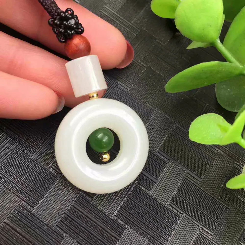 Hetian Jade  Round Ring Flat Donated Donuts Pendant Exquisite Jewelry