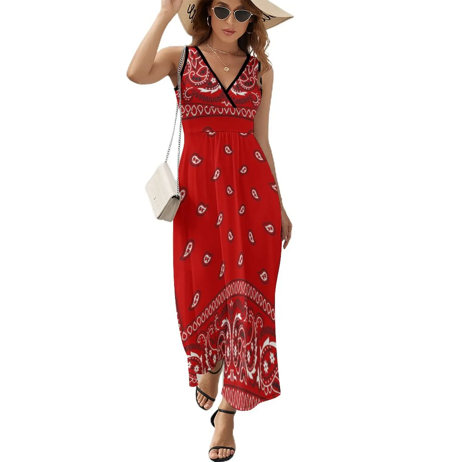 

Bandana - Red Sleeveless Dress loose women's dress Dress for girls