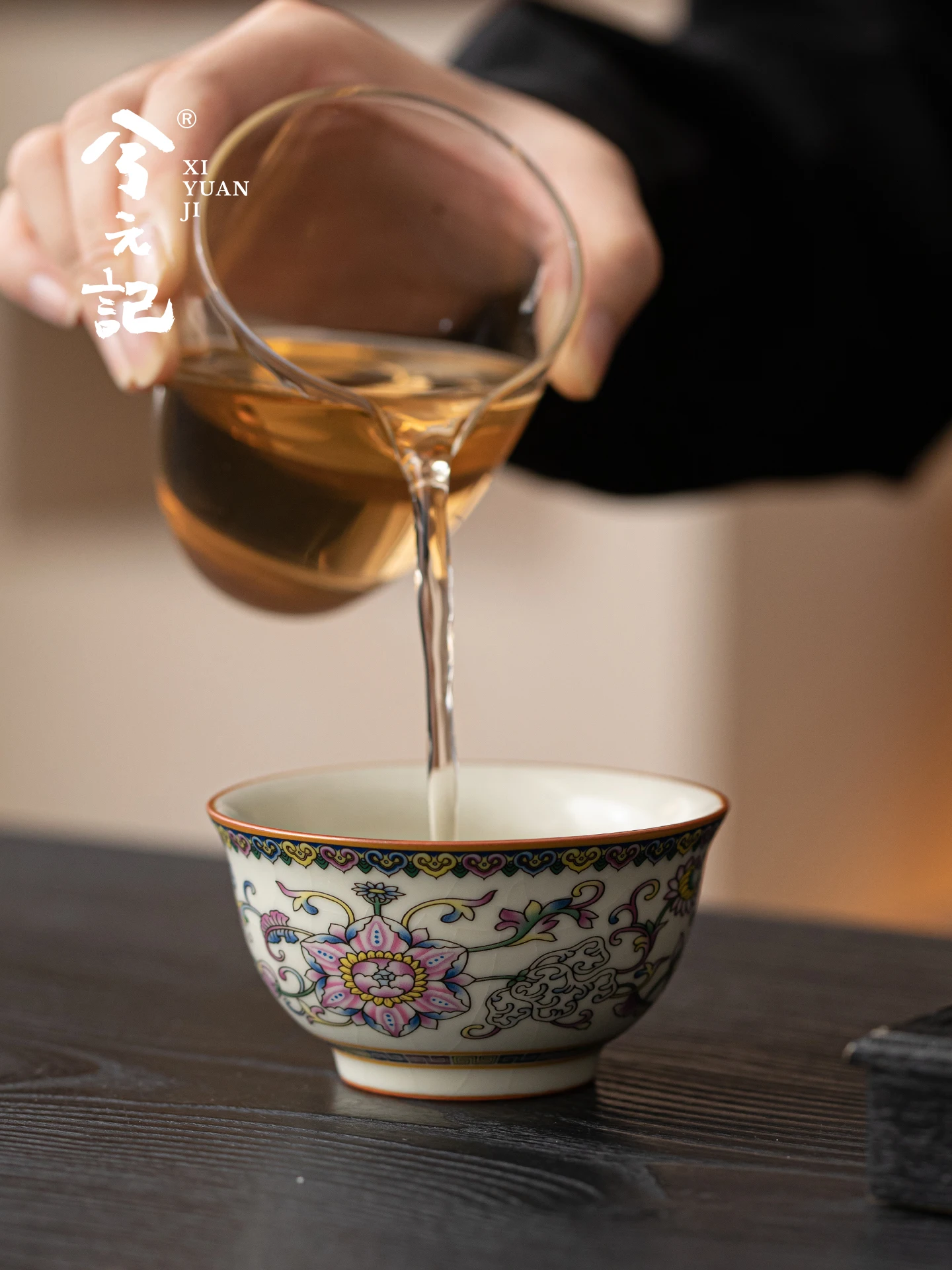Interlock Branch Beige Ru Ware Cup Ceramic Single Pressure Bottle Personal Dedicated High-Grade Tea