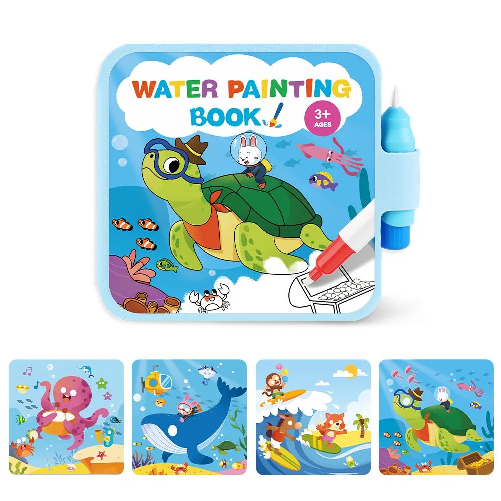 Reusable Water Drawing Book Magic Watercolor Painting Book Children Early Educational Quiet Book image 3