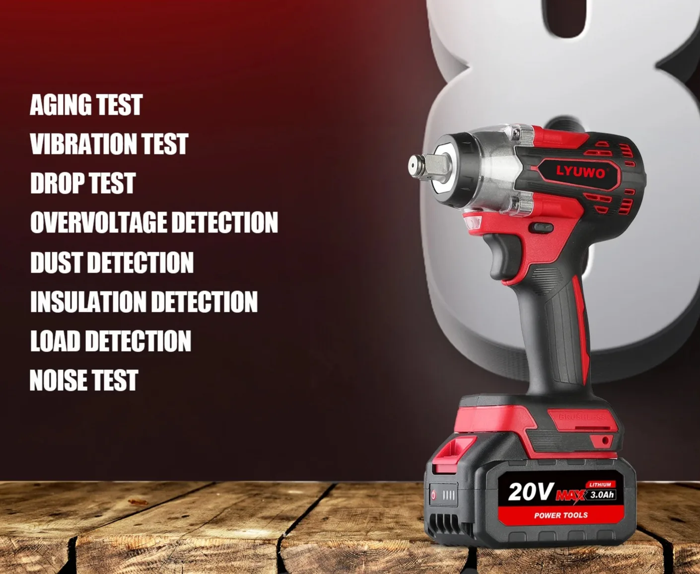 Индивидуальный ручной электрический ударный гайковерт 20 В, бесщеточный перезаряжаемый ударный гайковерт CE