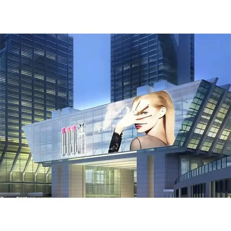 P15.625 Big Mesh Outdoor LED Media Screen Eye Catching 3D Effect HD Movie Video Screen On Building Wall