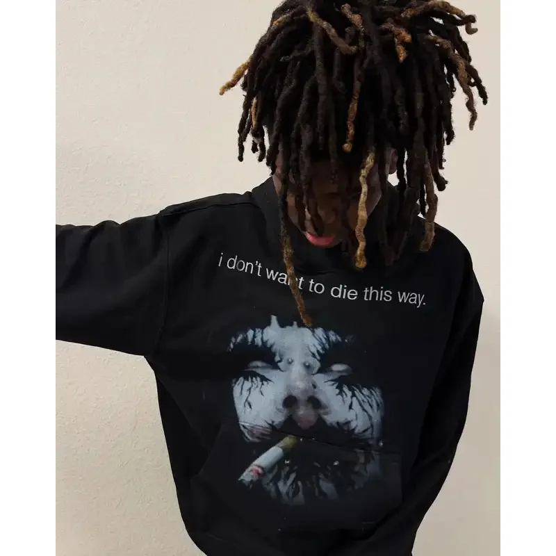 سترة بغطاء للرأس على شكل هيب هوب من A Bear's Home Grunge مع قلنسوة للسيدات ملابس علوية هاراجوكو غير رسمية بحروف قوطي كبيرة الحجم للرجال 2025 جديد