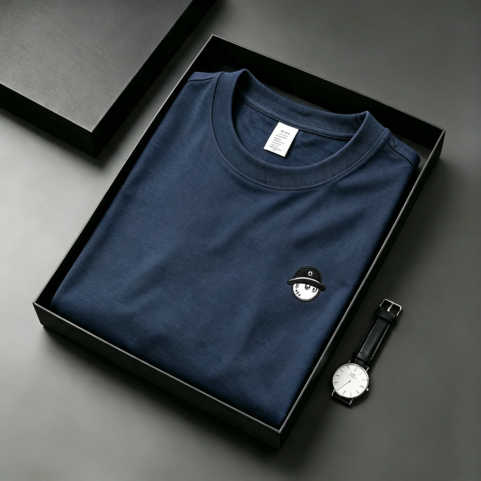 New 2026 Premium Men's Pure Cotton Embroidery T Shirt Soft Breathable Short Sleeve Solid Color Daily Casual promotion Tops