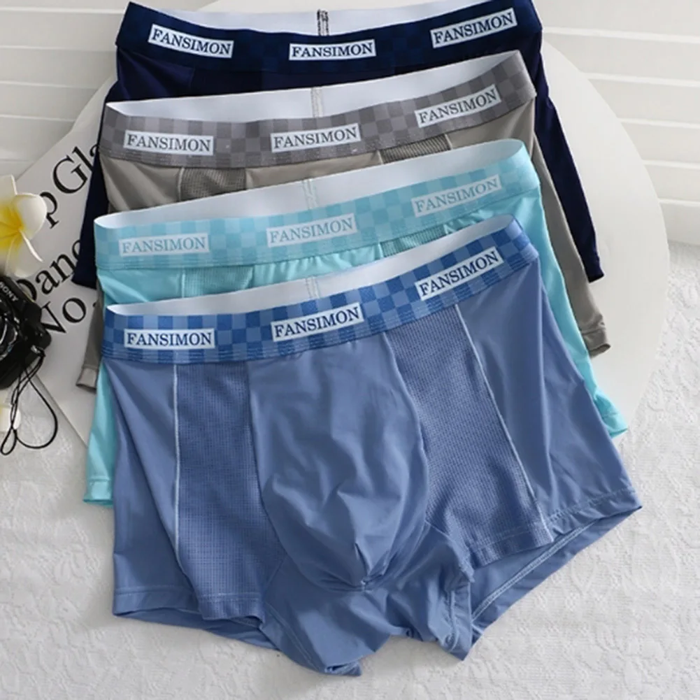 

Мужские боксеры из дышащей сетки с U-образным карманом и плоскими углами — удобные трусы в клетку для повседневной носки (размеры L-3XL)