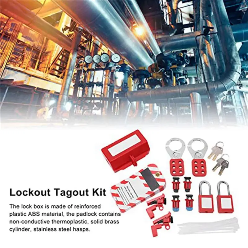Exquisite-2X Electrical Circuit Breaker Lockout Tagout Kit,Safty Padlock Set Plug Lock Out Tag Station Hasps For Industry