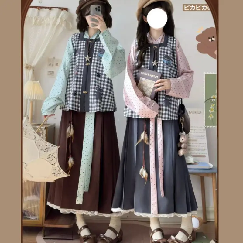 

Japan Woolen Round Neck Bijia Plus Velvet Bow Pocket Sleeves Improved Horse Face Skirt Daily Autumn And Winter