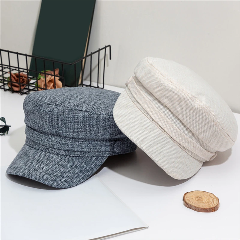 Fashion Women Men Cycling Hat Spring Autumn Sailor Hats Black Ladies Beret Caps Flat Top Captain Cap Travel Cadet Octagonal Hat