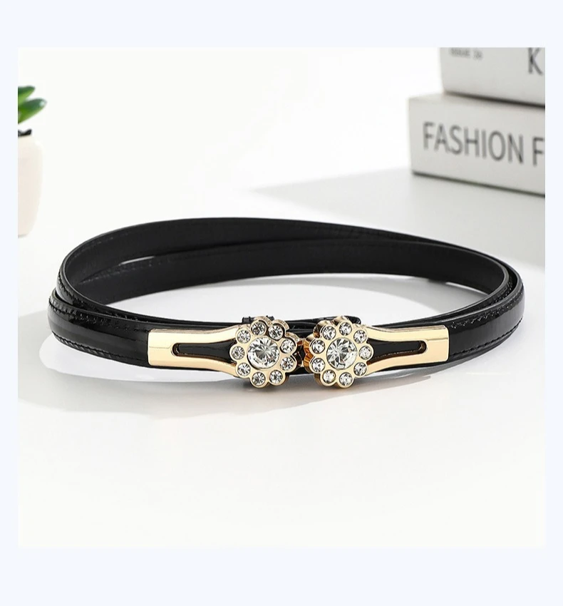 Damen-Taillengürtel, Schnalle, Blumen-Diamant, feiner Anzuggürtel, Rock, Pullover, Mantel, Taillenband, leichte Luxus-Taillenkette – Detail 3