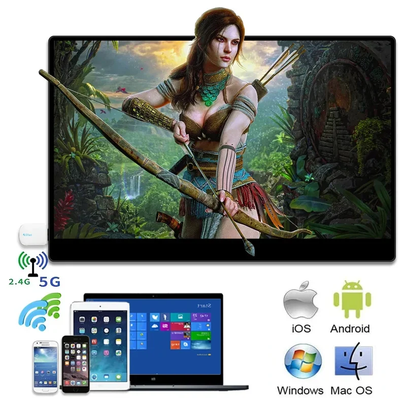 15.6" Fhd Ips Computer Gaming End Led Screen From China Display High Brighltnees Portable Wireless 1080p Usb Type-C Monitor