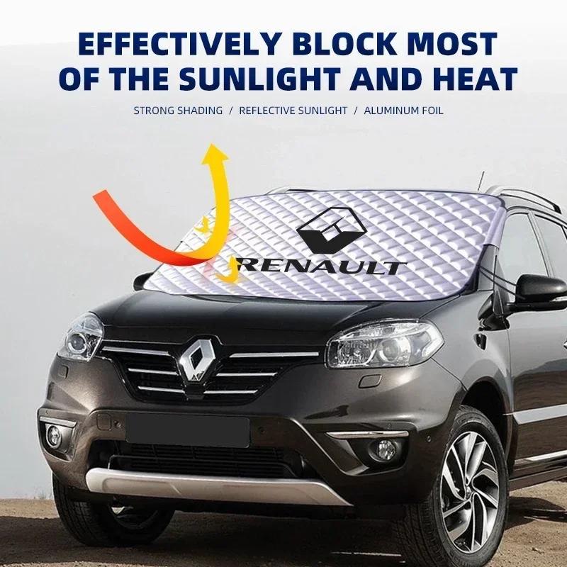 Car Windshield Foldable Sun Shade Visor Cover For Renault Clio Koleos Megane Espace QM6 Kadjar Captur Scenic Fluence Laguna