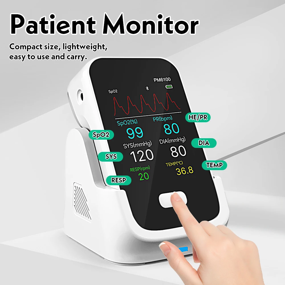 Monitor veterinario Monitor de signos vitales portátil SpO2 NIBP TEMP PR Monitor de paciente Hospital clínico veterinario médico
