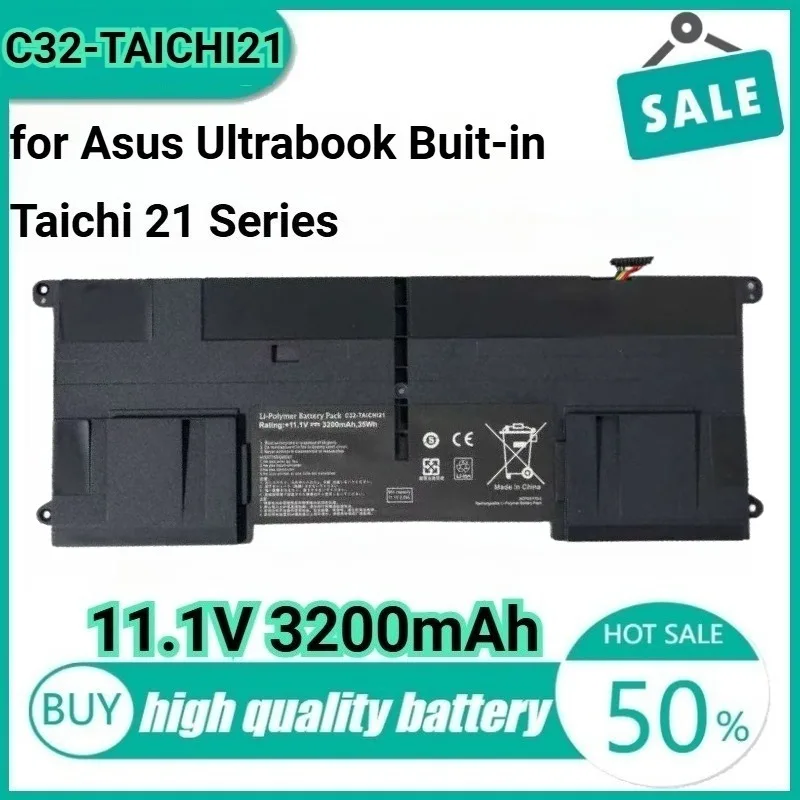 

C32-TAICHI21 11.1V 35Wh 3200mAh Laptop Battery for Asus Ultrabook Buit-in Taichi 21 Series for Asus TAICHI 21-CW001H i5 3337U.