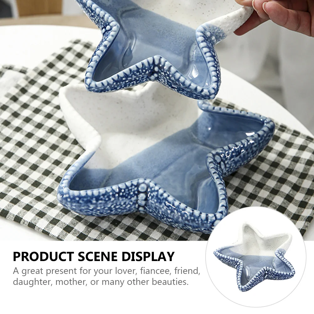 Ceramic Jewelry Dish Star Shaped Tray Durable Pretty Preschool Education Festive Gift Jewelry Storage Plate Tray