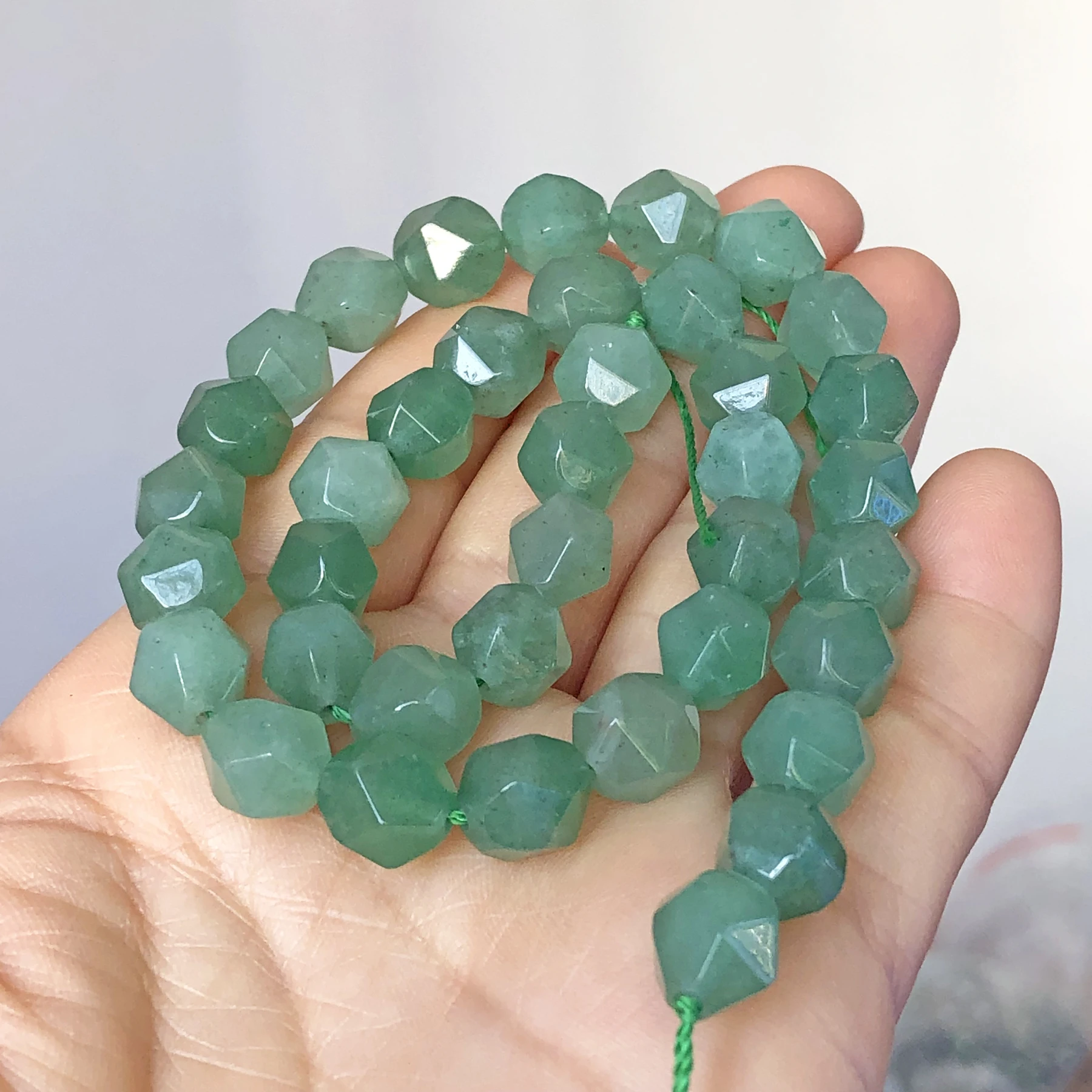 Natural Faceted Green Aventurine Jades Stone Beads 6/8/10mm Loose Spacer Beads For Jewelry Making DIY Bracelets Necklace Earring