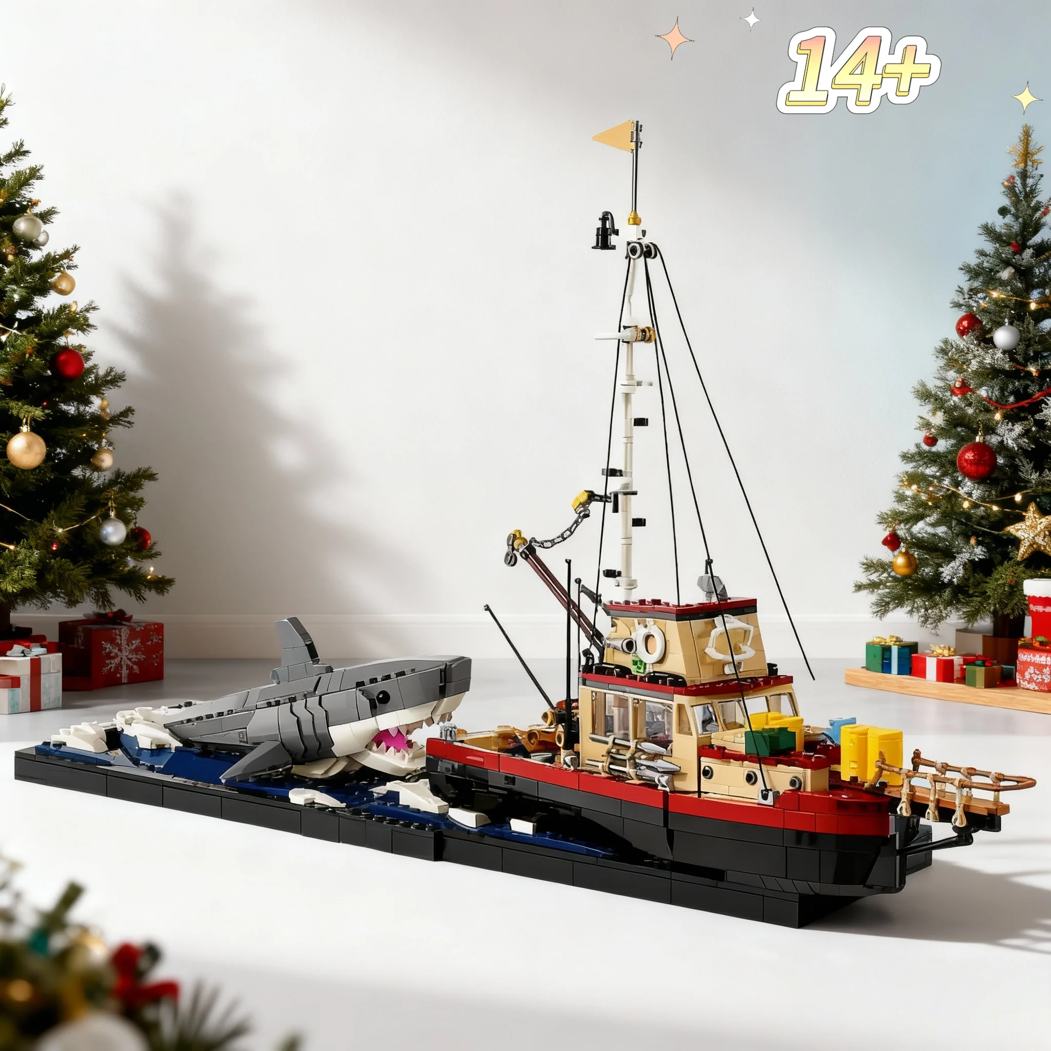2026-new-creative-model-jaws-diorama-boat-shark-pirate-ship-1497pcs-building-blocks-fishing-boat-bricks-christmas-holiday-gifts
