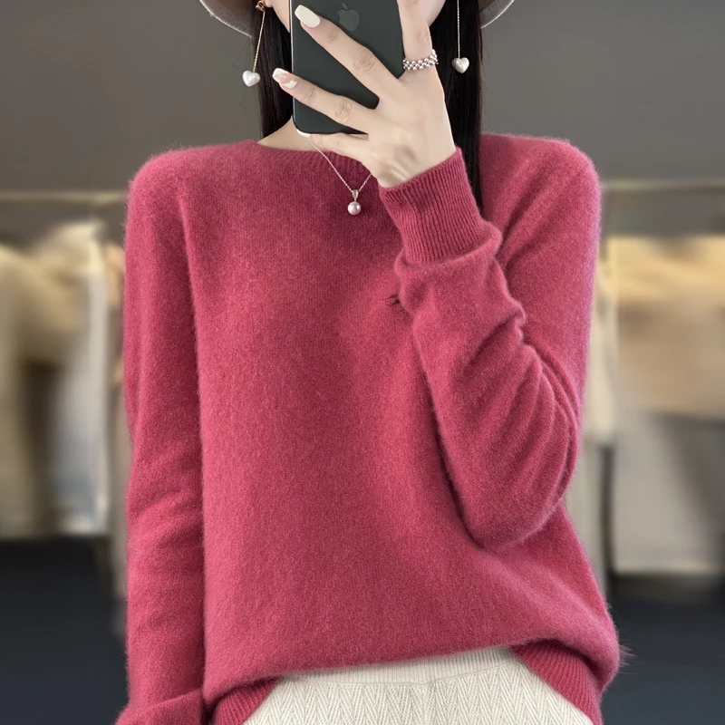 Fall/winter 2024 new cashmere sweater women's sweater 100% merino wool fashion O-neck autumn warm pullover