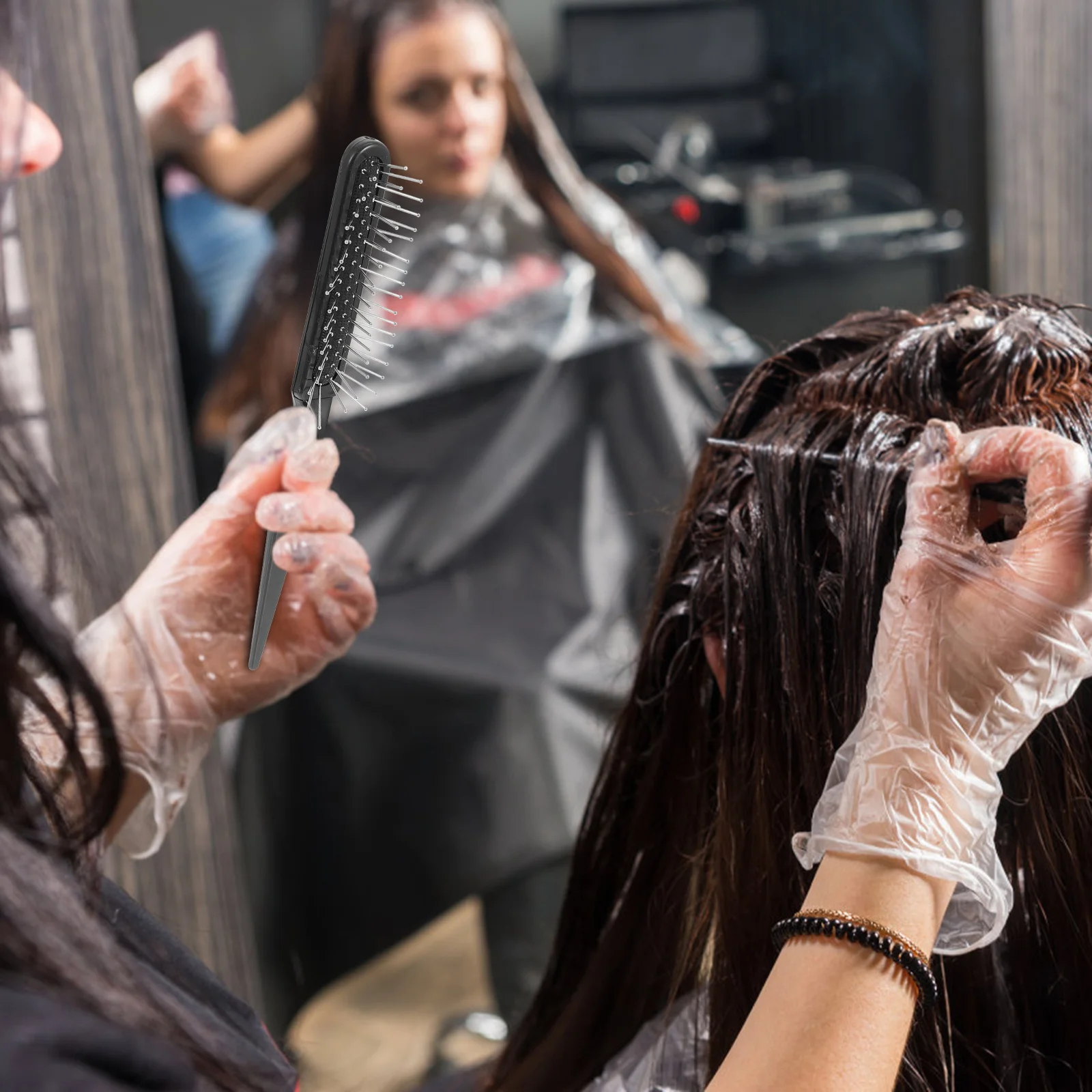 

2pcs Steel Teasing Scalp Dye Massage Wire Bristle Brush Hair Styling Brush For Hair Dyeing Styling Backcombing