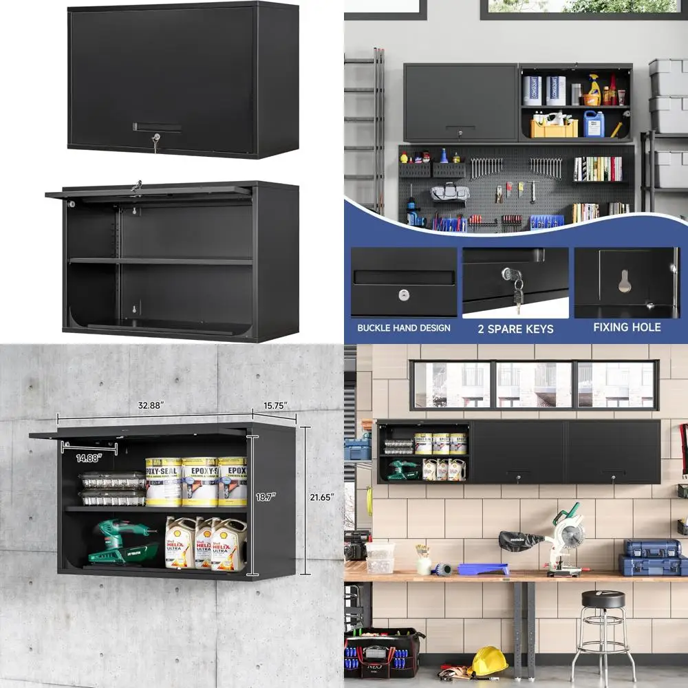 Sicherer Wandschrank aus Metall mit abschließbarer Tür und verstellbarem Regal, ideal für Garage, Lager, Zuhause und Büro