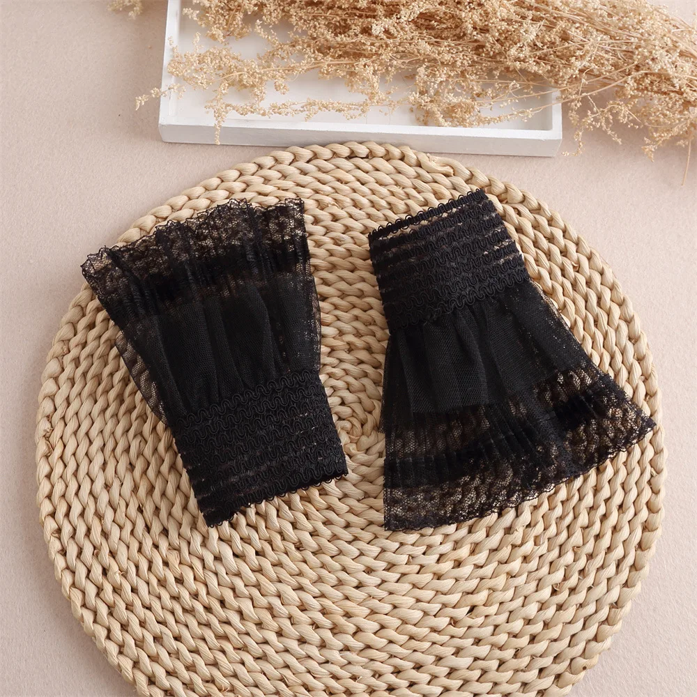 Fake Cuffs Elegant Detachable Sleeves Mesh Lace Cuffs Lightweight Double-Layer Cuffs For Blouses Halloween Fancy Dress