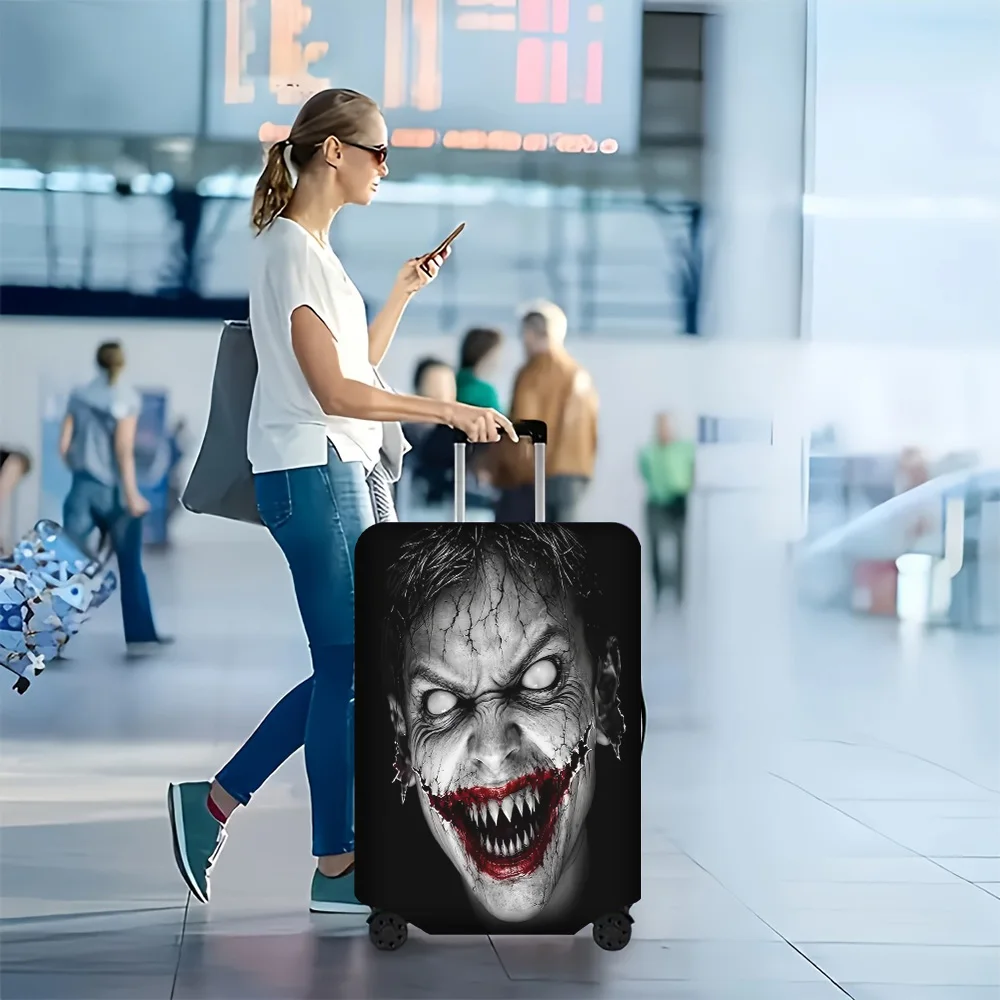 1pc awesome scary clown face print luggage cover. Fits suitcases from 18 to 32 inches; effectively protects your luggage