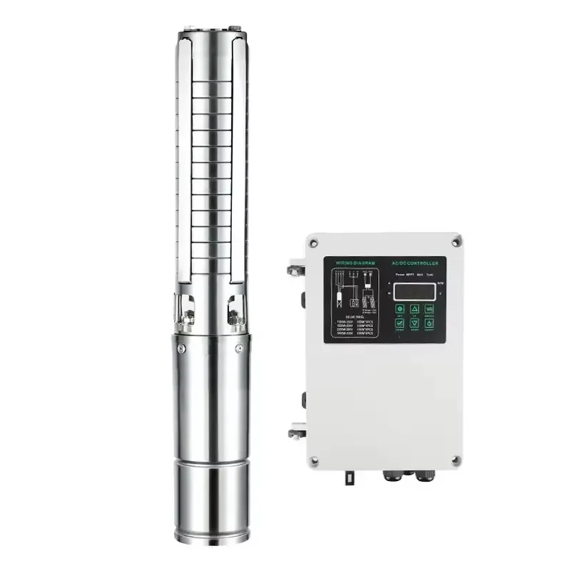 2200W 3HP AC/DC Hybrid Solar Deep Well Pump with MPPT Controller Max Flow 9Tons/H Large Solar Submersible Drilling Well Pump1