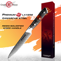 Grandsharp Professional 5 Inch Japanese Utility Knife AUS10 Damascus Steel Kitchen Knives  Meat Slicing Fruit Cutter Petty Knife