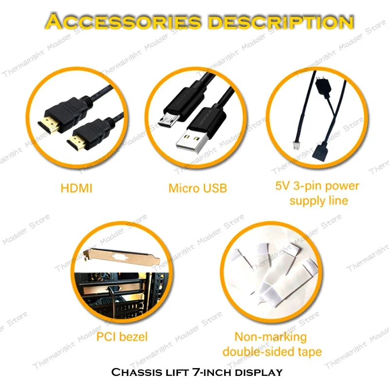 7-inch Monitor AUTO Lifter Display Screen Computer Case Laptop PC Secondary Screen Aida64 HDMI USB CPU GPU RAM HDD Monitoring