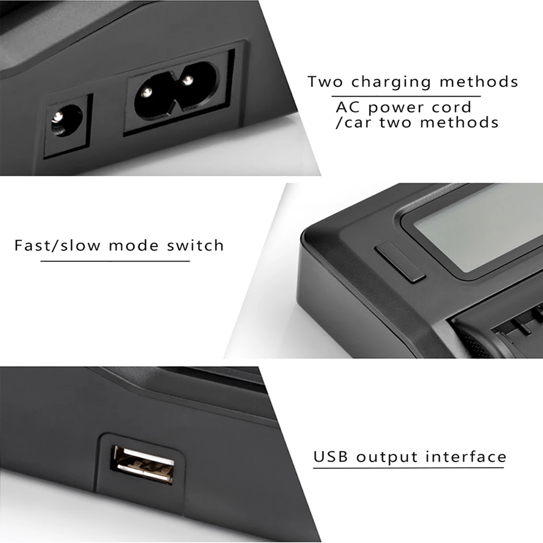 Topcine LCD Dual Channel Battery Charger for BP-915 BP-930 BP-945 BP-955 BP-970 BP-975 with USB Port