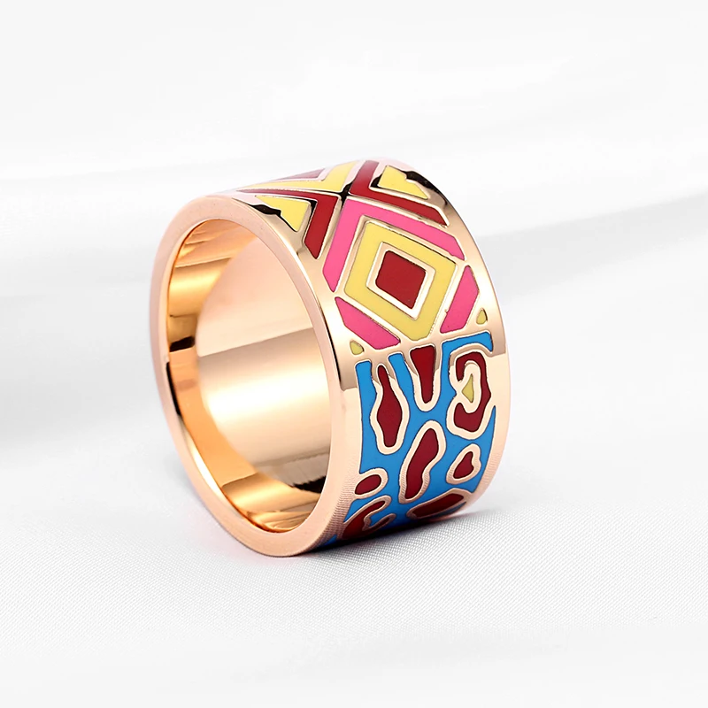 R&X Foreign Trade Exports Europe Fashion Chain Scarves Buckle Stainless Steel Ring Enamel Jewelry Wholesale