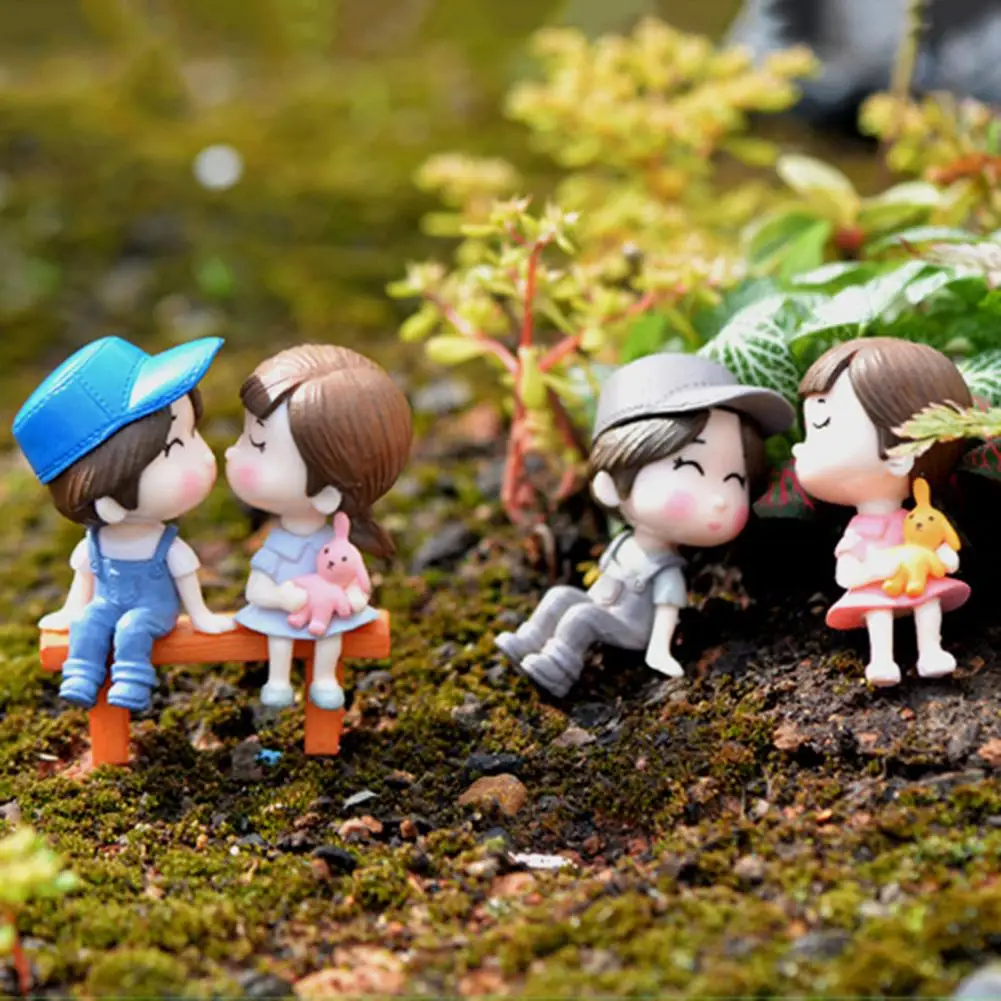 3Pcs/Set Resin Couple Figurines Boy Girl Lovers Doll Figurine Fairy Garden Decoration Modern Statue Wedding Dolls Home Decor