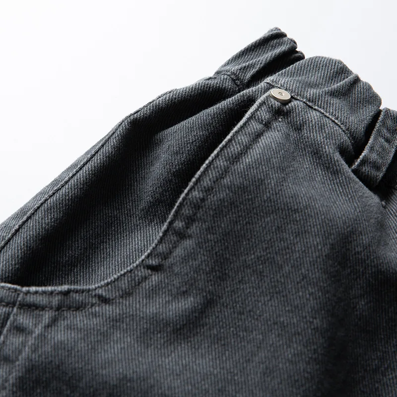 ผู้ชายฤดูใบไม้ร่วงแฟชั่นญี่ปุ่นซิปลายสก๊อตตกแต่งหลวมสบายๆขากว้าง DENIM Baggy กางเกง Cityboy Cargo กางเกงยีนส์กางเกง