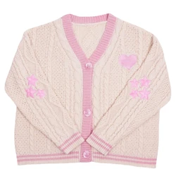 Autumn Women Trend High Quality Loose Fitting Floral Embroidered Knitted Cardigan Y2k Regulai Fit Beige Cardigans Female A31