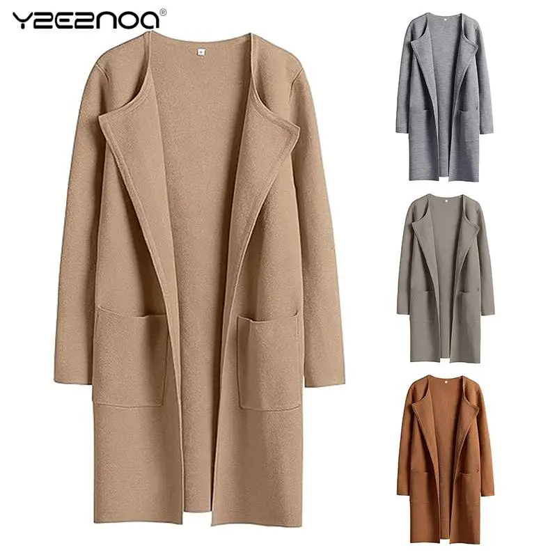 

Womens Knit Cardigan Sweaters Oversized Open Front Long Sleeve Lapel Casual Jacket 2024 Fall Coat Dressy Coatigan