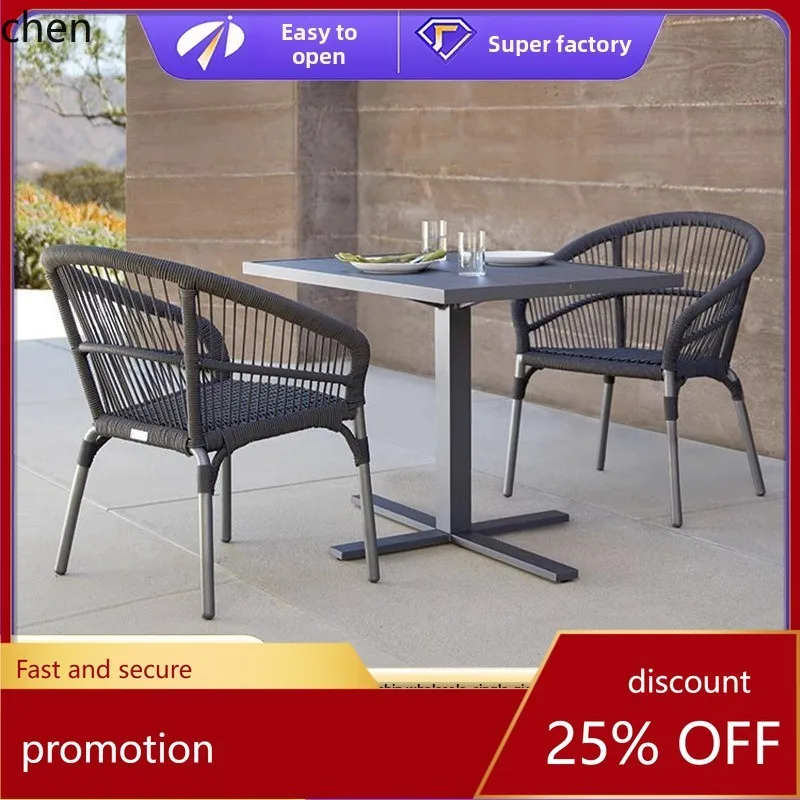 HT Custom Outdoor Table and Chair Set for Courtyard, Outdoor Balcony Rope Woven Rattan Table and Chair for Leisure Garden