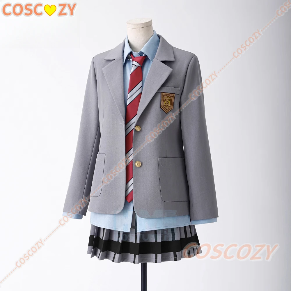 High Quality Cosplay Miyazono Kaori  Anime Your Lie in April Cosplay Costume Girls School Uniform Grey JK Skirt Halloween Suit