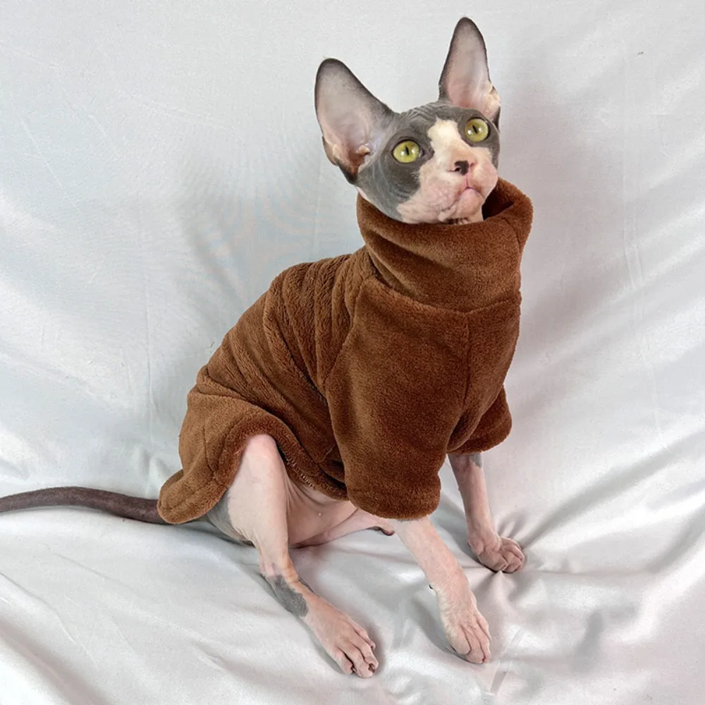 New Fleece Warm Winter Puppy Clothes Fluffy Turtleneck Dog Sweatshirt Solid Color Soft Pet Supplies Devonshire Cats