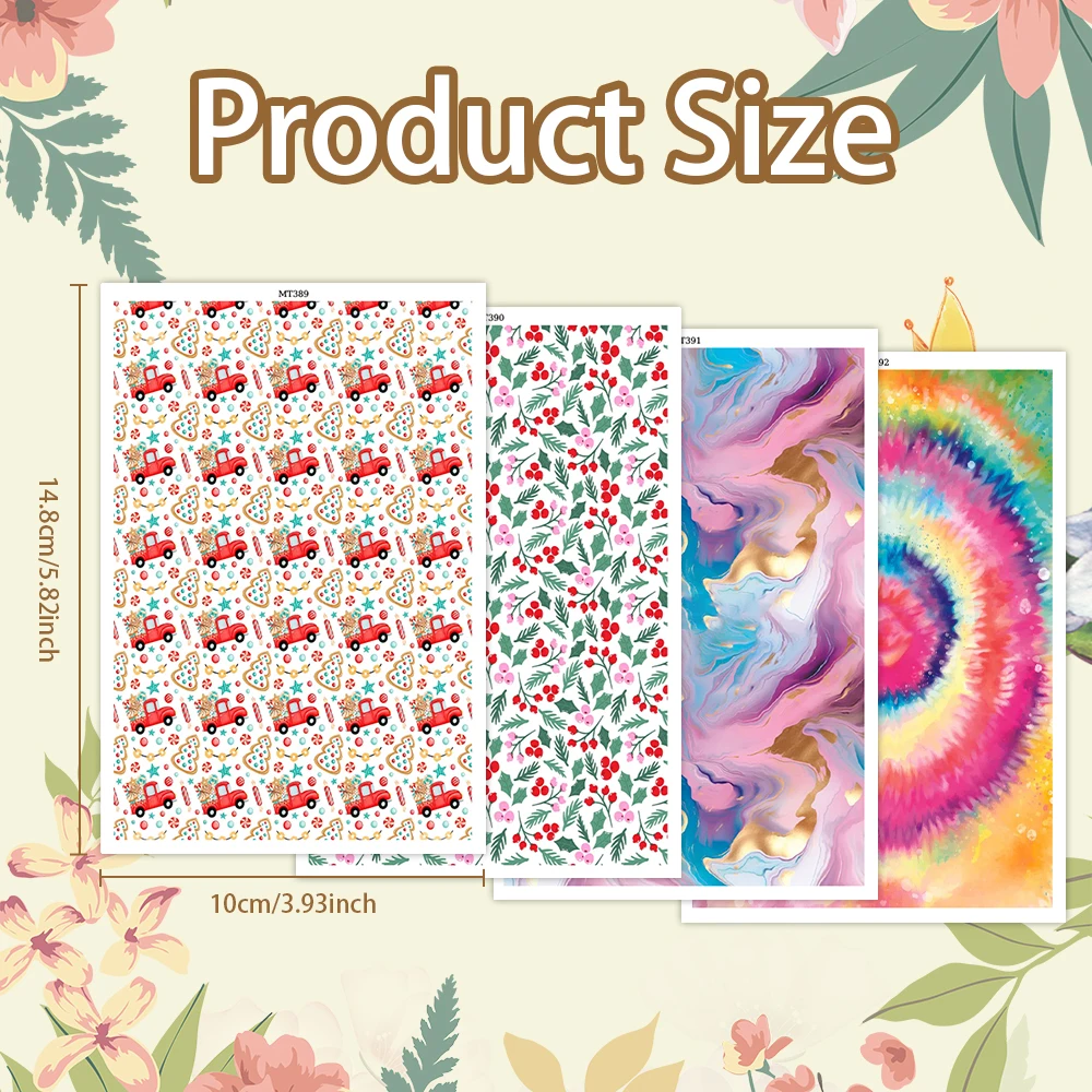 

Abstract Colorful Christmas Leaves Pattern Polymer Clay Transfer Paper Stickers for Diy Jewelry Earrings Printing Paper Making