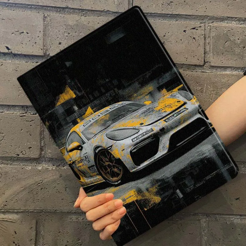 White Sports Car Red Graffiti For Samsung Galaxy Tab S11 S10 S9 S8 A8 A9 A11 10.9 8.7 10.1 Plus Tablet Case Cover