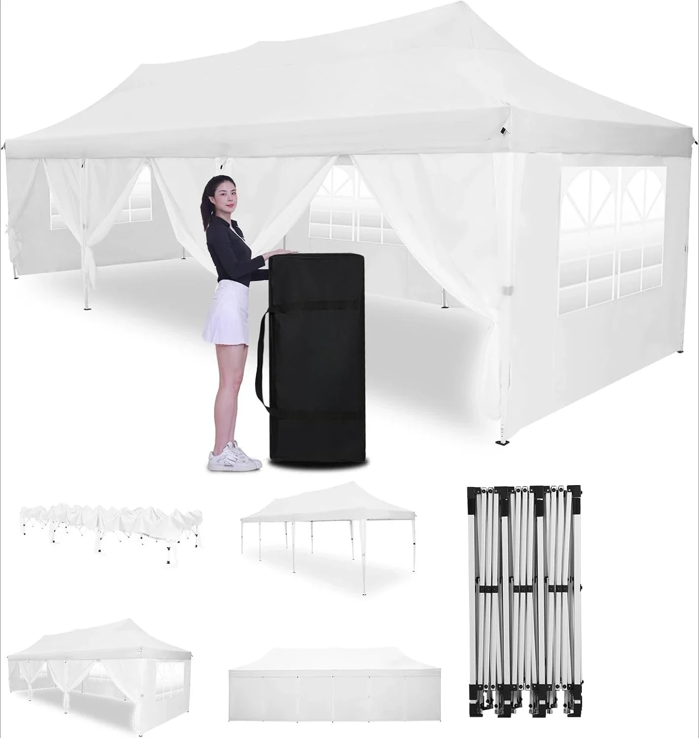 

Всплывающая палатка с навесом размером 10 x 30 футов с 8 съемными боковыми стенками, сумкой для переноски, водонепроницаемой коммерческой беседкой для свадеб/походов на открытом воздухе