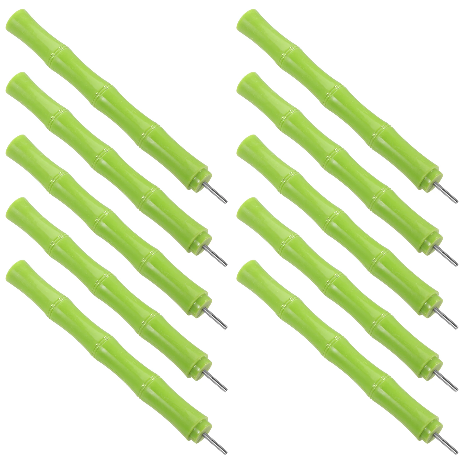 10pcs Bamboo Stem Pen Stainless Steel Tip Smooth Rolling Tool Compact Craft Set For Diy Paper Flower Making Quilling Tools