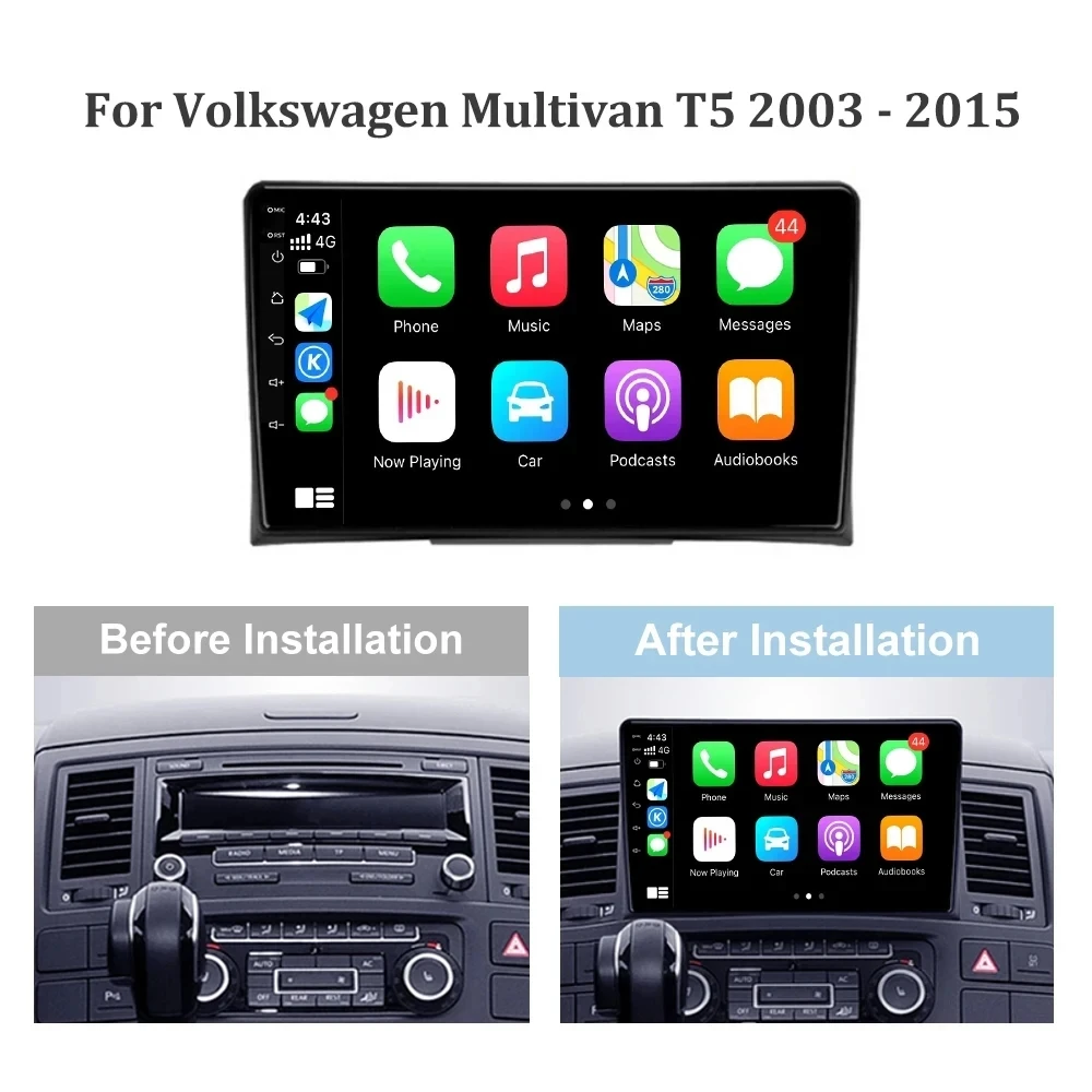 Android 14 Car Auto Stereo Multimedia Player Radio for Volkswagen VW Multivan T5 2003 - 2015 Android Navigation GPS